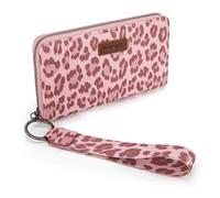 Wrangler Womens Wallet Wristlet Long Purse Clutch Large Capacity, Leopard-Pink, Minimalist