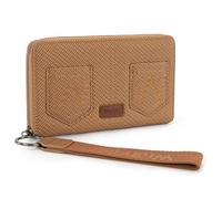 Wrangler Women's Wallets Bifold RFID Blocking Wristlet Wallets for Women Clutch Crdeit Card Holder with Zipper Coin Pockets, Brown, L