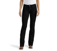 Wrangler Women's Western Mid Rise Stretch Boot Cut Jean, Black, 0W / 32L