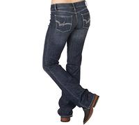 Wrangler Women's Western Mid Rise Stretch Boot Cut Jean, Navy, 3-36