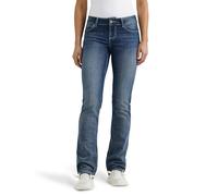 Wrangler Women's Western Mid Rise Stretch Straight Leg Jean, Dark Indigo, 15 Long