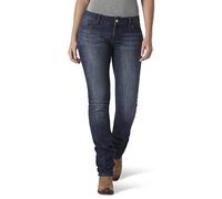 Wrangler Women's Western Mid Rise Stretch Straight Leg Jean, Dark Stone, 19W x 32L