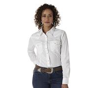 Wrangler Women's Western Two Pocket Snap Shirt, White, L