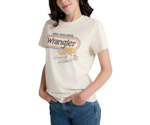 Wrangler Womens X Stranger Things Welcome to The Upside Down Ringer Tee, Retro White, M