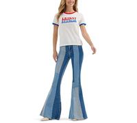 Wrangler Women's X Wilson Lainey Slim Ringer Tee, White, S