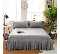 Wrap around bed skirt pleated,Easy to Install 1pc Sanding Bedspread Solid Color Fitted Sheet Cover Soft Non-Slip King Queen Bed Skirt Protector Mat 1.2m/1.5m/1.8m(Light gray,200x220x40cm)