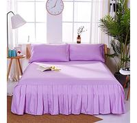 Wrap around bed skirt pleated,Easy to Install 1pc Sanding Bedspread Solid Color Fitted Sheet Cover Soft Non-Slip King Queen Bed Skirt Protector Mat 1.2m/1.5m/1.8m(Purple,Queen 152x203x40cm)