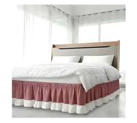 Wrap Around Bed Skirt Three Fabric Sides Elastic Dust Ruffled 15 Inch Tailored Drop, Easy to Install Machine Washable(Bean paste color,135x200+38 cm)