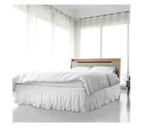Wrap Around Bed Skirt Three Fabric Sides Elastic Dust Ruffled 15 Inch Tailored Drop, Easy to Install Machine Washable(White,200x200+38 cm)