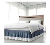 Wrap Around Bed Skirt Three Fabric Sides Elastic Dust Ruffled 15 Inch Tailored Drop, Easy to Install Machine Washable(Blue,150x200+38 cm)