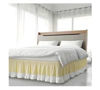 Wrap Around Bed Skirt Three Fabric Sides Elastic Dust Ruffled 15 Inch Tailored Drop, Easy to Install Machine Washable(Light yellow,100x200+38 cm)