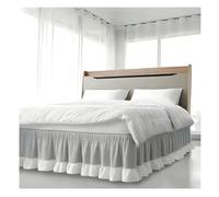 Wrap Around Bed Skirt Three Fabric Sides Elastic Dust Ruffled 15 Inch Tailored Drop, Easy to Install Machine Washable(Light Grey,100x200+38 cm)