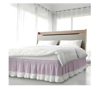 Wrap Around Bed Skirt Three Fabric Sides Elastic Dust Ruffled 15 Inch Tailored Drop, Easy to Install Machine Washable(Violet,180x200+38 cm)