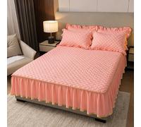 Wrap Around Bed Skirt with 13 In Drop Ruffle Platform Soft Bedskirt with 2 Pillowcases for All Season Bedroom Decoration Machine Washable