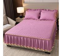 Wrap Around Bed Skirt with 13 In Drop Ruffle Platform Soft Bedskirt with 2 Pillowcases for All Season Bedroom Decoration Machine Washable