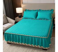 Wrap Around Bed Skirt with 13 In Drop Ruffle Platform Soft Bedskirt with 2 Pillowcases for All Season Bedroom Decoration Machine Washable
