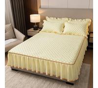 Wrap Around Bed Skirt with 13 In Drop Ruffle Platform Soft Bedskirt with 2 Pillowcases for All Season Bedroom Decoration Machine Washable