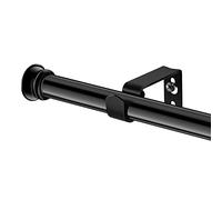 Wrap Around Curtain Rod for Window, Industrial Black Curtain Rod 5/8 Inch Diameter, Metal Adjustable Blackout Curtain Rod