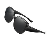 Wrap Around Fitover Sunglasses - Polarized Square Frame Sun Glasses for Prescription Glasses Users, UV Protection Shades | Stylish Lightweight Eyewear with Face Shadow for Men Women Driving Travel