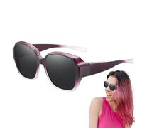 Wrap Around Fitover Sunglasses - Polarized Square Frame Sun Glasses for Prescription Glasses Users, UV Protection Shades | Stylish Lightweight Eyewear with Face Shadow for Men Women Driving Travel