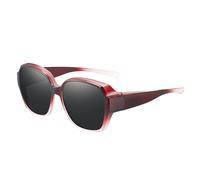 Wrap Around Fitover Sunglasses - Polarized Square Frame Sun Glasses for Prescription Glasses Users, UV Protection Shades | Stylish Lightweight Eyewear with Face Shadow for Men Women Driving Travel