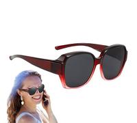 Wrap Around Fitover Sunglasses - Polarized Square Frame Sun Glasses for Prescription Glasses Users, UV Protection Shades | Stylish Lightweight Eyewear with Face Shadow for Men Women Driving Travel