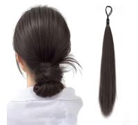 Wrap Around Messy Bun Hair Extension Rubber Band Fake Hairpieces Synthetic 50cm Ponytail Hair Extensions Bendable DIY Scrunchies Tousled Donut Updo Chignon (Water Wavy Dark Black)