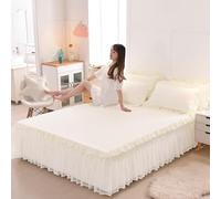 Wrap Around Pleated Ruffle Bed Skirt Set with 2 Pillowcases 17” Drop Design Soft Comfort Bed Cover for Dorm Room Guest Bedroom Decor