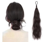 Wrap Around Ponytail Bun Hair Extension DIY Scrunchies Synthetic Elastic Hairpieces 50cm Pony Tail Hair Extensions Tousled Donut Updo Chignon (Straight Dark Black)