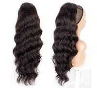 Wrap Around Ponytail Extensions,Drawstring Wig, Highlight Pony Tail Synthetic Clip in Hairpiece,Long Wavy Curly Horsetail Hair (E 24inch)