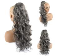 Wrap Around Ponytail Extensions,Drawstring Wig, Highlight Pony Tail Synthetic Clip in Hairpiece,Long Wavy Curly Horsetail Hair (G 24inch)