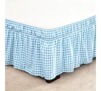 Wrap Around Ruffled Bed Skirt Queen Size, 15 Inch Drop, Soft Microfiber White Bed Skirt No Need to Lift Mattress, Easy Fit Elastic Wrap, Machine Washable Wrinkle Free (Blue,Twin)