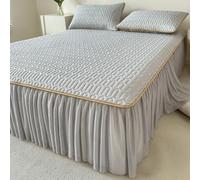 Wrap Around Ruffled Bed Skirt, Soft Thick Quilted Fitted Sheet, 3-Pieces Bed Skirt, Elastic Dust Ruffle, Washable Foldable, Easy to Install(Grey,200x220cm)