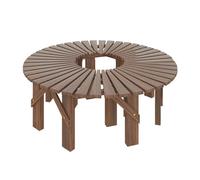 Wrap Around Tree Bench - Wooden Garden Chair for Outdoor Use, Backless Decorative Flower Stand for Park, Yard, Porch, and Lawn