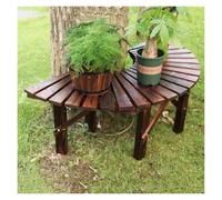 Wrap Around Tree Bench, Wooden Semi-Circular Park Chair with No Backrest, Flower Stand for Garden, Yard, Porch, and Lawn