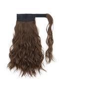 Wrap Around Water Wave Ponytail Extension 35cm Synthetic Hair with Hook & Loop Strap for Women Voluminous Curly Ponytail Hairpiece (7 Colors)(Dark Brown)