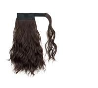 Wrap Around Water Wave Ponytail Extension 35cm Synthetic Hair with Hook & Loop Strap for Women Voluminous Curly Ponytail Hairpiece (7 Colors)(Brown Black)