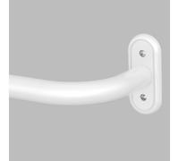 Wrap Around White Curtain Rod, Ceiling Blackout Heavy Duty Curtain Rods for Windows 48 to 84 Inch, 1" Adjustable Curved Matel Bedroom Outdoor Window Treatment Rods with Aluminium Finial