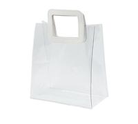 Wrap Bag With Handles PVC Dustproof Bouquets Gift Bag For Party Merchandise Transparent Shop Tote Bags For Package Candy Clear Reusable Foldable Shopping Grocery Heavy Duty Bags Organizer With Handles