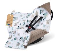 Wrap blanket Baby 90x90 cm - footmuff for car seat or stroller Cozy swaddle blanket for newborns with fastening Warm and soft Oeko-Tex Africa brown