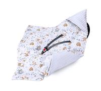 Wrap blanket Baby 90x90 cm - footmuff for car seat or stroller Cozy swaddle blanket for newborns with fastening Warm and soft Oeko-Tex Deer light grey