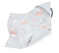Wrap blanket Baby 90x90 cm - footmuff for car seat or stroller Cozy swaddle blanket for newborns with fastening Warm and soft Oeko-Tex Rabbit