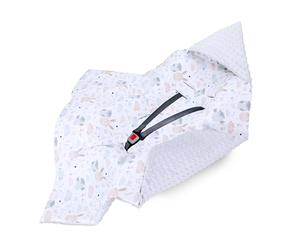 Wrap blanket Baby 90x90 cm - footmuff for car seat or stroller Cozy swaddle blanket for newborns with fastening Warm and soft Oeko-Tex Owl Light Gray