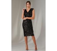 Wrap Bodice Sequin Midi Dress Jolie Moi Black 12