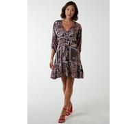 Wrap Front Kimono Sleeve Dress Blue Vanilla Black 8