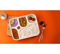 Wrap n Pack 25-Pack 5-Compartment with Pickle Section Disposable Plates - 100% Natural, Biodegradable and Eco-Friendly for Events, Schools and Office Meetings