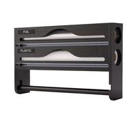 Wrap Organiser Cutter - Foil Paper Dispenser, Extendable Roll Holder, Practical Metal | Versatile Wall Shelf for Storing Baking Trays in the Kitchen, Drawer, Cabinet, Pantry, Factory