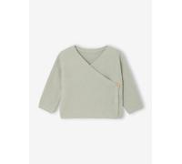 Wrap-Over Cardigan in Wool & Cotton for Babies sage green