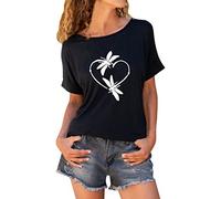Wrap Over Tops for Women Uk Colour Blouse Birthday Gifts for Women Gym Running Women Summer Printed Top Shirt Printed Backless Top Short Sleeves Loose Casual Soft Crewneck T Shirt Sale Clearance