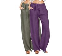 Wrap Pants Linen Blend Trousers Womens Comfy Pants for Womens Wide Leg Linen Loungepants Plus Size Baggy Sweatpants Cotton Trousers Beige Cropped Trousers